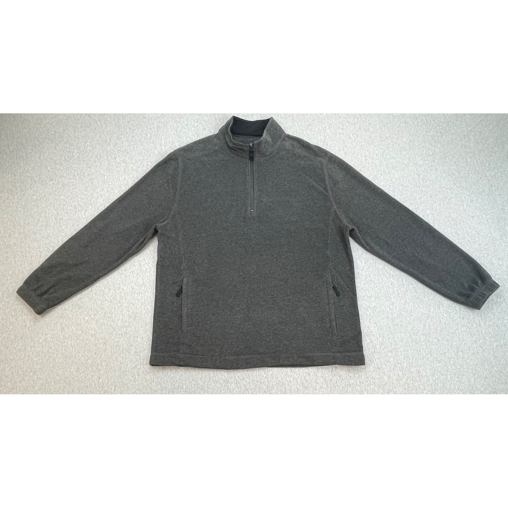 Saddlebred Sweater Mens Large Gray Fleece Mock Neck Pockets 1/4 Zip Pull Over